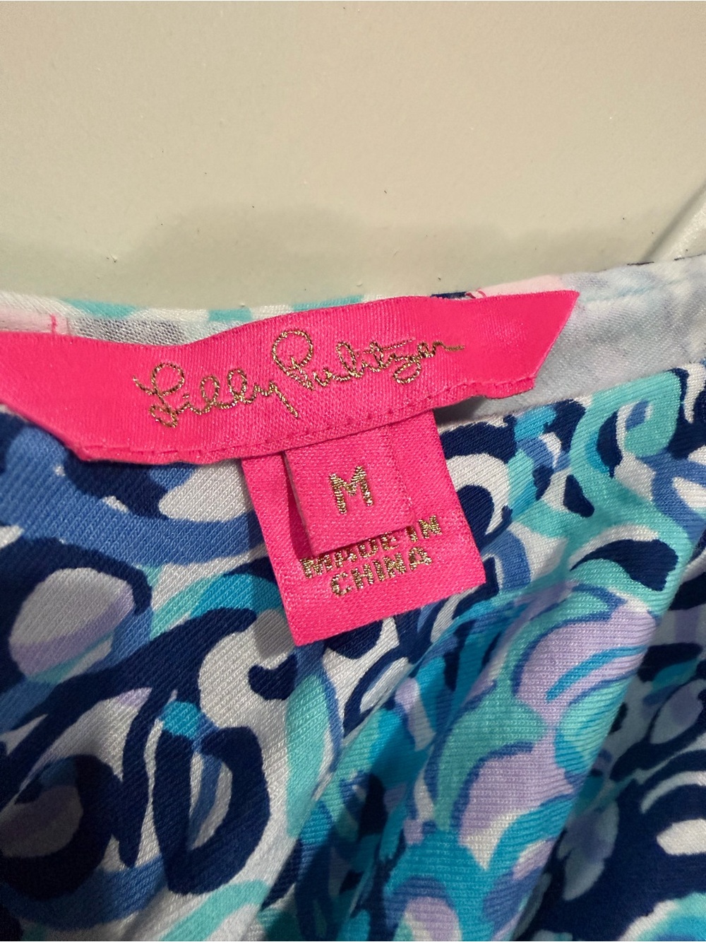Lilly Pulitzer Navy, Aqua & lavender Abstract Print Tank Romper - Picture 2 of 4